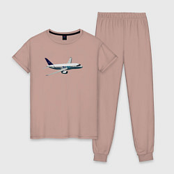 Пижама хлопковая женская Опытный самолет SJ-100 ВС 95005, цвет: пыльно-розовый