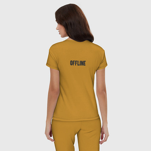 Женская пижама В сети не в сети / Горчичный – фото 4