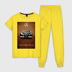 Пижама хлопковая женская Mercedes-benz автомобиль, цвет: желтый
