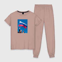 Пижама хлопковая женская Дональд Трамп за Россию, цвет: пыльно-розовый