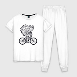 Пижама хлопковая женская Рыбка на велике, цвет: белый