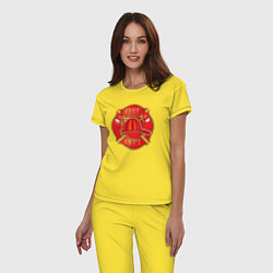 Пижама хлопковая женская Пожарная станция, цвет: желтый — фото 2