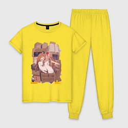 Пижама хлопковая женская Волчица и пряности Холо арт, цвет: желтый