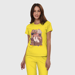 Пижама хлопковая женская Волчица и пряности Холо арт, цвет: желтый — фото 2