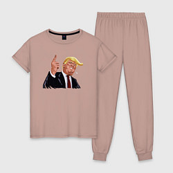 Пижама хлопковая женская Речь Трампа, цвет: пыльно-розовый