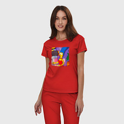 Пижама хлопковая женская Мардж Симпсон спагетти болоньезе, цвет: красный — фото 2