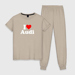 Пижама хлопковая женская I love Audi, цвет: миндальный