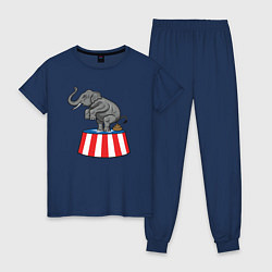 Пижама хлопковая женская Poop elephant, цвет: тёмно-синий
