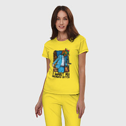 Пижама хлопковая женская Отдай мне деньги сучка - букет, цвет: желтый — фото 2