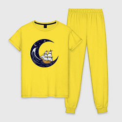 Женская пижама Парусник и космос