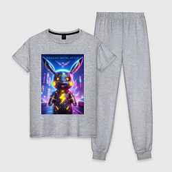 Женская пижама Cyber Pikachu - metal style neon glow