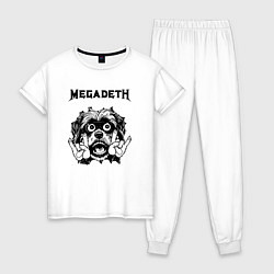 Пижама хлопковая женская Megadeth - rock dog, цвет: белый