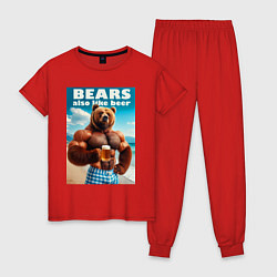 Женская пижама Bear also like beer - slogan