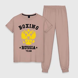 Пижама хлопковая женская Boxing Russia Team, цвет: пыльно-розовый