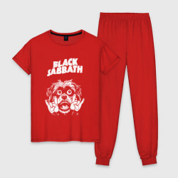 Пижама хлопковая женская Black Sabbath rock dog, цвет: красный