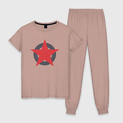 Пижама хлопковая женская Red star symbol, цвет: пыльно-розовый