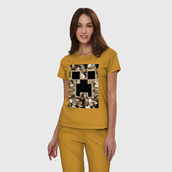 Пижама хлопковая женская Герои Minecraft, цвет: горчичный — фото 2