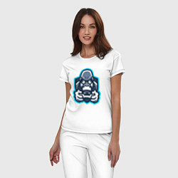 Пижама хлопковая женская Gamer monkey, цвет: белый — фото 2