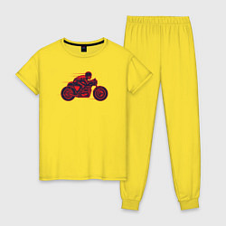 Пижама хлопковая женская Speedy biker, цвет: желтый