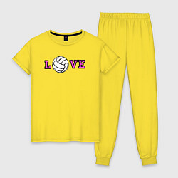 Пижама хлопковая женская Love volley, цвет: желтый