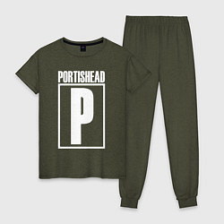Пижама хлопковая женская Portishead, цвет: меланж-хаки