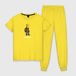 Пижама хлопковая женская Bart Simpson cyberpunk, цвет: желтый