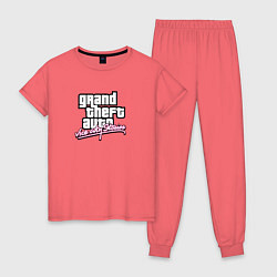 Пижама хлопковая женская GTA vice city stories game, цвет: коралловый