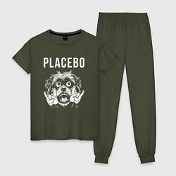 Пижама хлопковая женская Placebo rock dog, цвет: меланж-хаки