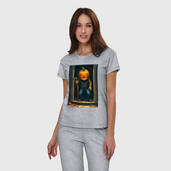 Пижама хлопковая женская Монстр с косой, цвет: меланж — фото 2