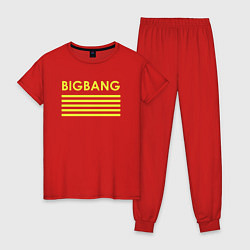 Пижама хлопковая женская Big bang с желтыми полосами, цвет: красный