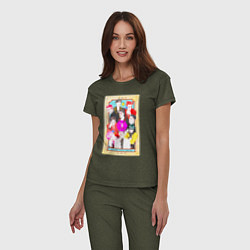 Пижама хлопковая женская Exo мы одно целое, цвет: меланж-хаки — фото 2