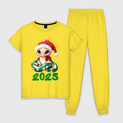 Женская пижама Милая змейка в новогодней шапочке 2025