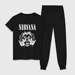 Пижама хлопковая женская Nirvana rock dog, цвет: черный