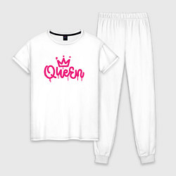 Пижама хлопковая женская Pink queen, цвет: белый