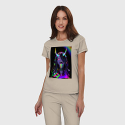 Пижама хлопковая женская Дьяволица секси, цвет: миндальный — фото 2