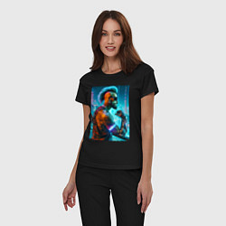 Пижама хлопковая женская Cool guy - cyberpunks not dead, цвет: черный — фото 2