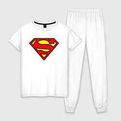 Пижама хлопковая женская Superman logo, цвет: белый