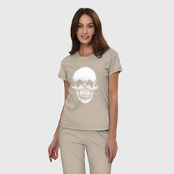 Пижама хлопковая женская Scary skull, цвет: миндальный — фото 2
