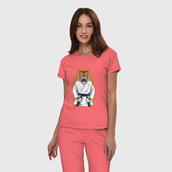 Пижама хлопковая женская Карате тигр, цвет: коралловый — фото 2