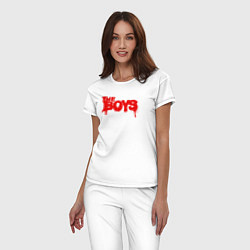 Пижама хлопковая женская Пацаны граффити лого, цвет: белый — фото 2