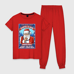 Пижама хлопковая женская Santa Claus north pole, цвет: красный