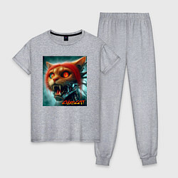 Женская пижама Super cyber red cat - ai art fantasy