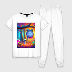 Женская пижама Психоделический осенний фрагмент с будильником