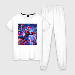 Пижама хлопковая женская Homer Simpson and Spider man - collaboration, цвет: белый