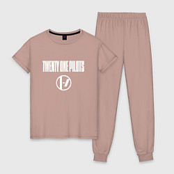 Пижама хлопковая женская Twenty one pilots - logo, цвет: пыльно-розовый