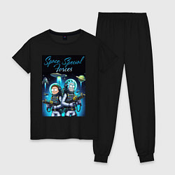 Пижама хлопковая женская Rick and Morty - space special forces, цвет: черный