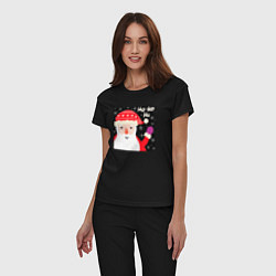 Пижама хлопковая женская Дед мороз приветствует, цвет: черный — фото 2