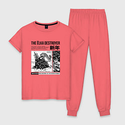 Женская пижама Новогодняя манга - кот роняет ёлку