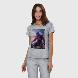 Пижама хлопковая женская Годзилла - король монстров, цвет: меланж — фото 2