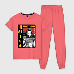 Пижама хлопковая женская Моя геройская академия Mirio Togata, цвет: коралловый
